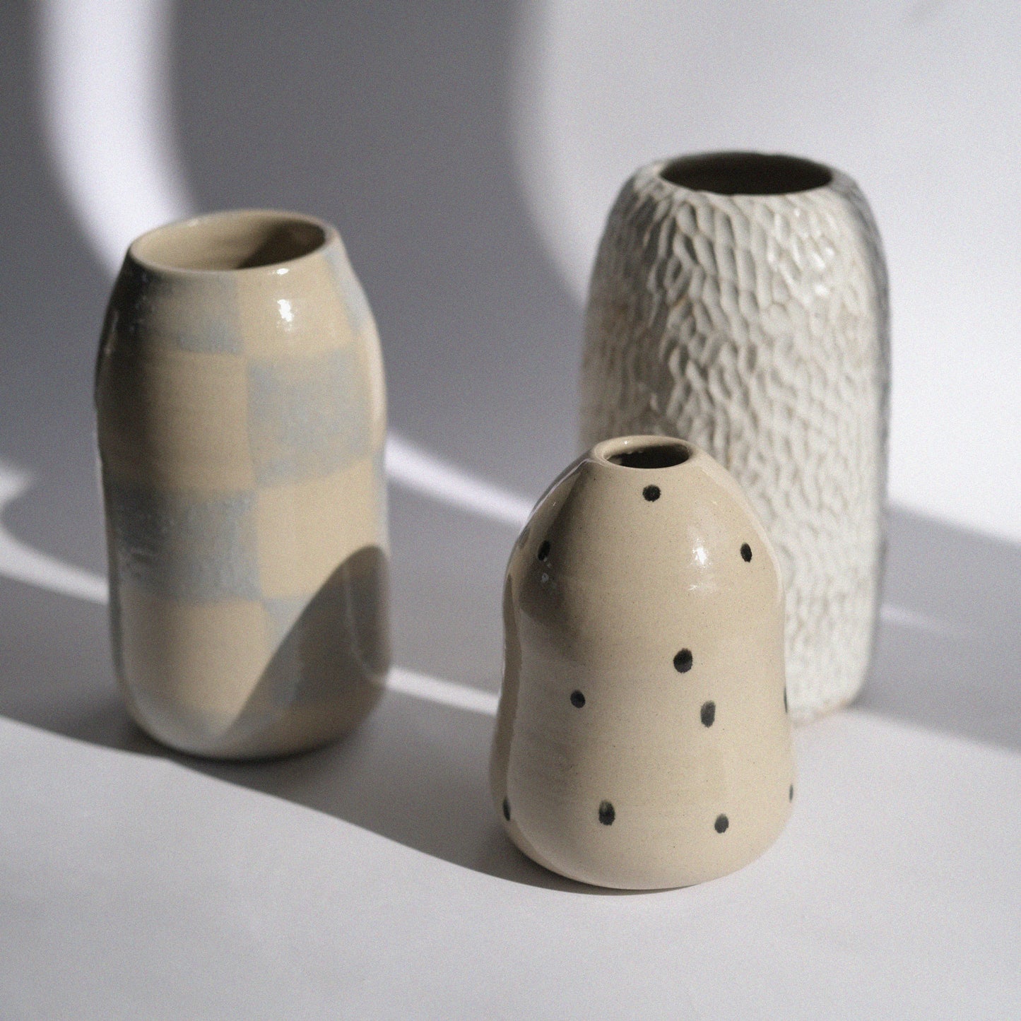 Vase L | Hellblau Kariert
