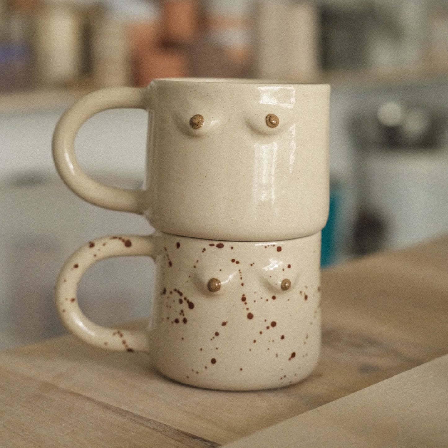 Mama Tasse | Weiß Braun Splashes