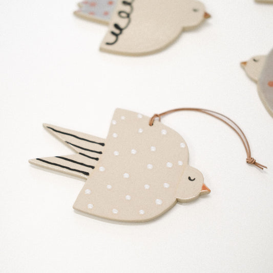 Vogel Wandhänger | Weiße Punkte