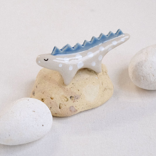 Taschentier | Dino Hellblau mit weißen Punkten