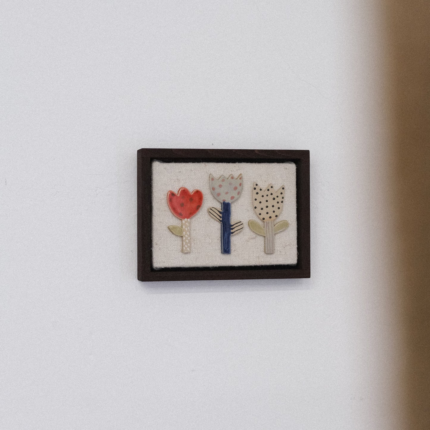 Keramikbild | 3 Blume auf Leinen