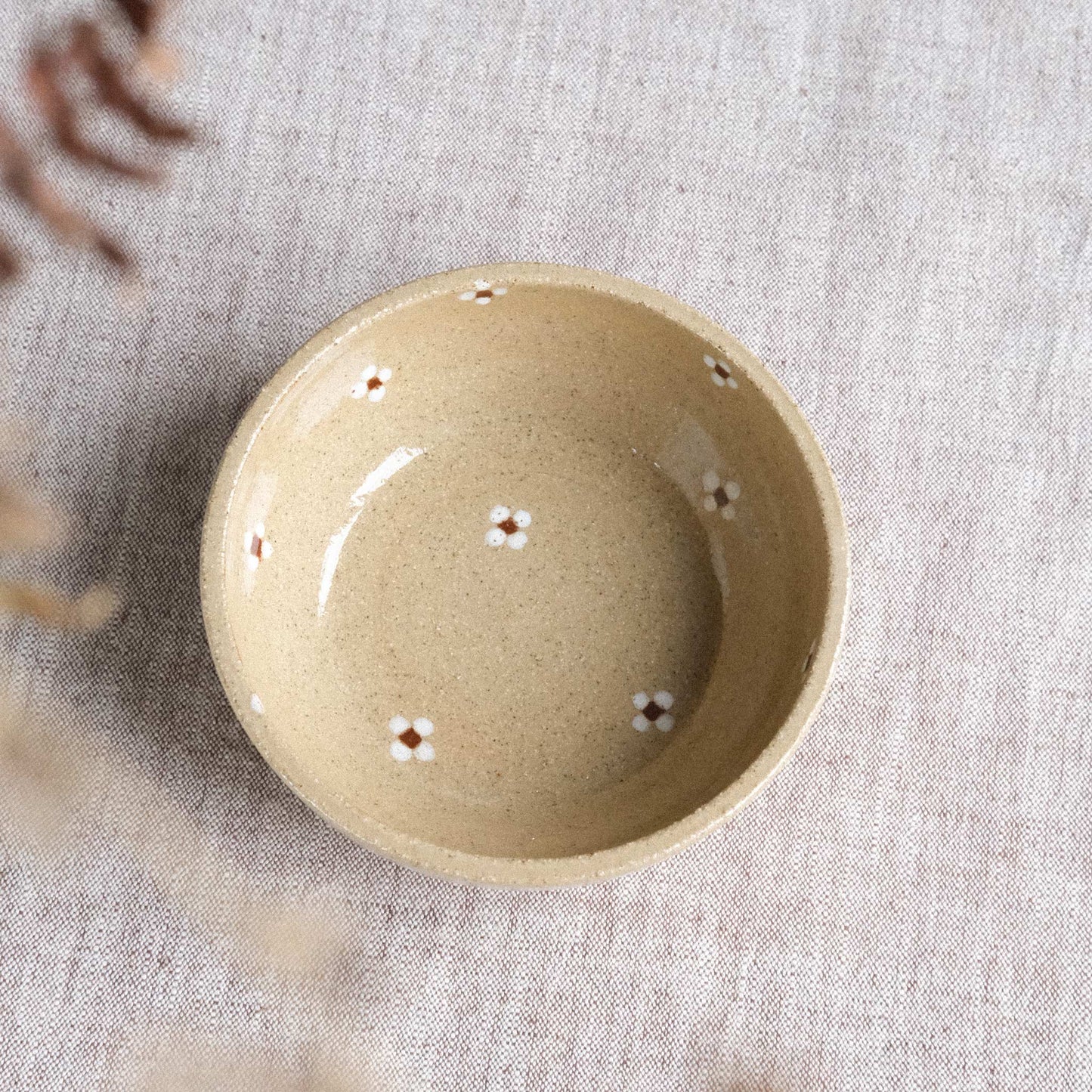 Kleines Schälchen Flach  | Rotbraun Blümchen