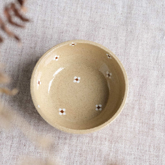 Kleines Schälchen Flach  | Rotbraun Blümchen